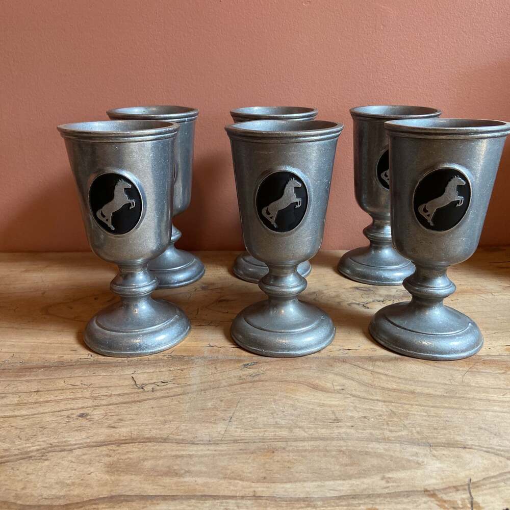 Vintage Wilton Armetale RWP Pewter Plough Tavern Wine Water Goblet